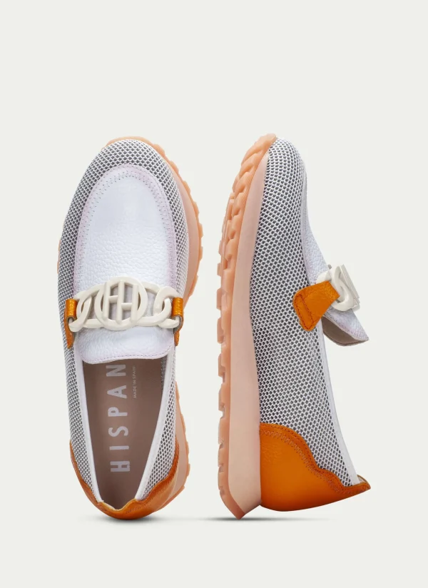 Mocasin Sport loira blanco-naranja